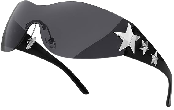 Black star-detail shield glasses