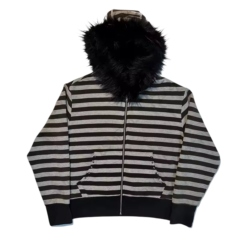 Striped hooded layer